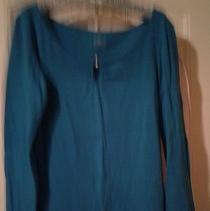 Express aqua long sleeve keyhole shirt with stone